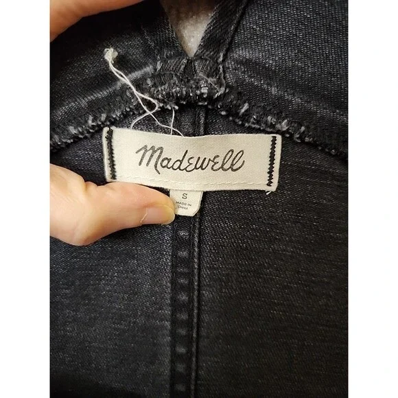 Madewell Denim Ankle Overalls Womens S Black Side Zip Patch Pockets - Picture 8 of 10